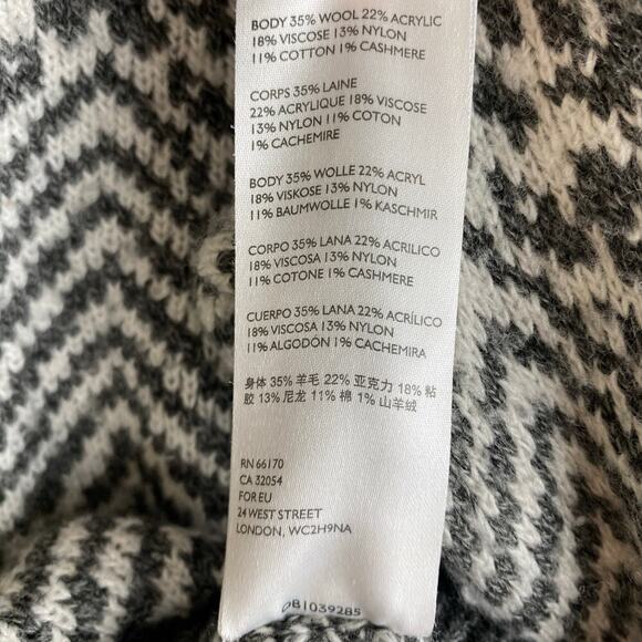 By Anthropologie Karolina Sweater Size LP Ivory Gray Floral Wool Jacquard Petite - Picture 15 of 16